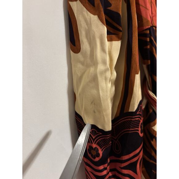 Eugenia Fernandez Maxi Dress Small Boho Wrap Midi Satin Floral Flaws - Picture 12 of 13